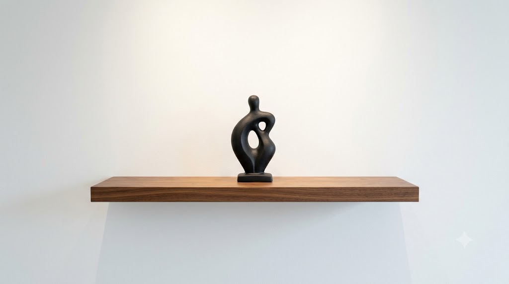 African Mask-Inspired Sculptural Art Shelf